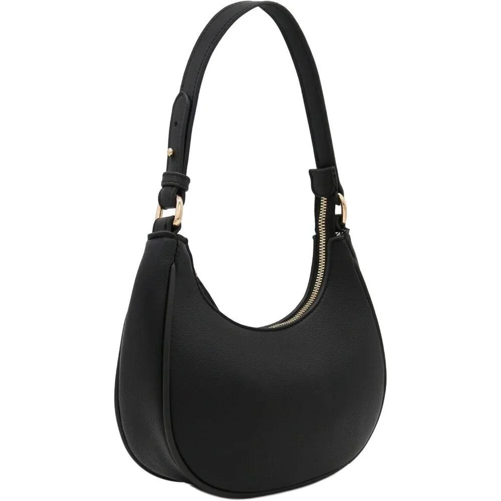 Women's Black Small Crescent Shoulder Bag Underarm Purse - Picture 3 of 7
